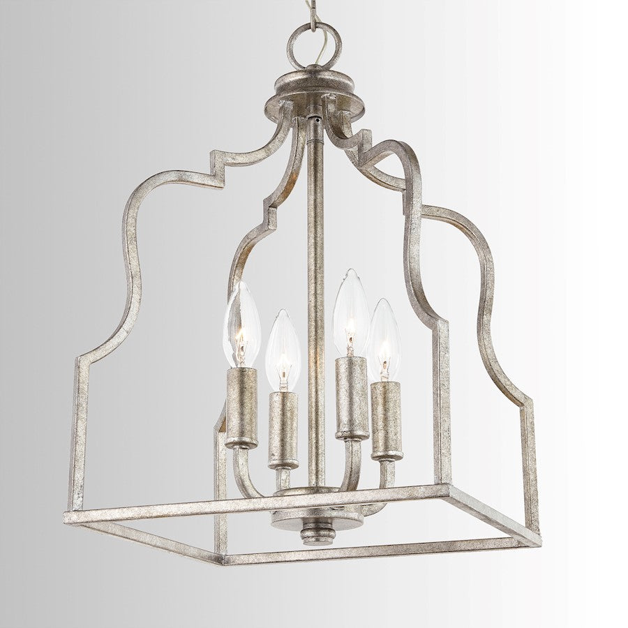 4 Light Pendant, Antique Silver