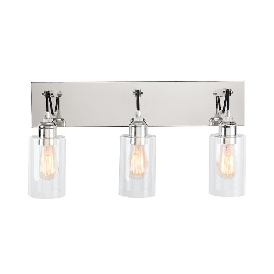 3 Light Bathroom Vanity Light, Polished Nickel