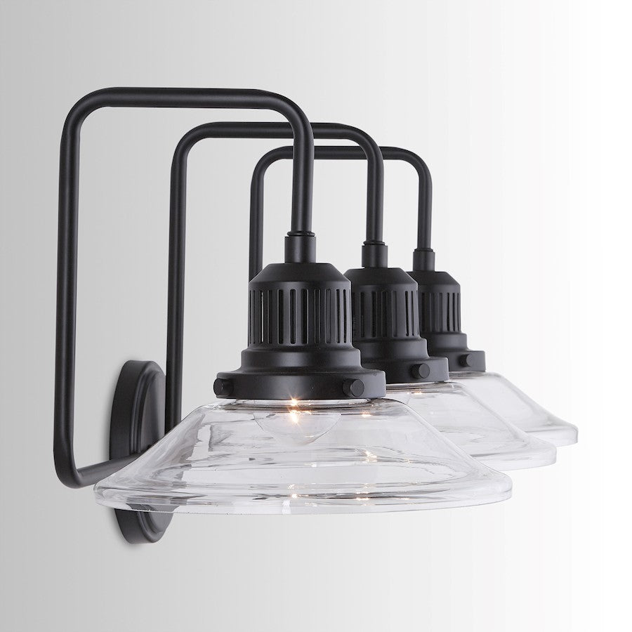 3-Light Bathroom Vanity Light, Matte Black