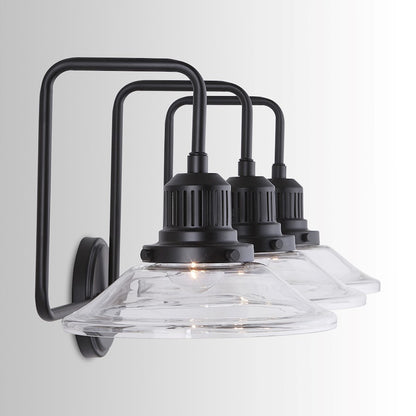3-Light Bathroom Vanity Light, Matte Black