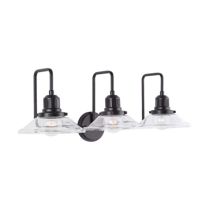 3-Light Bathroom Vanity Light, Matte Black