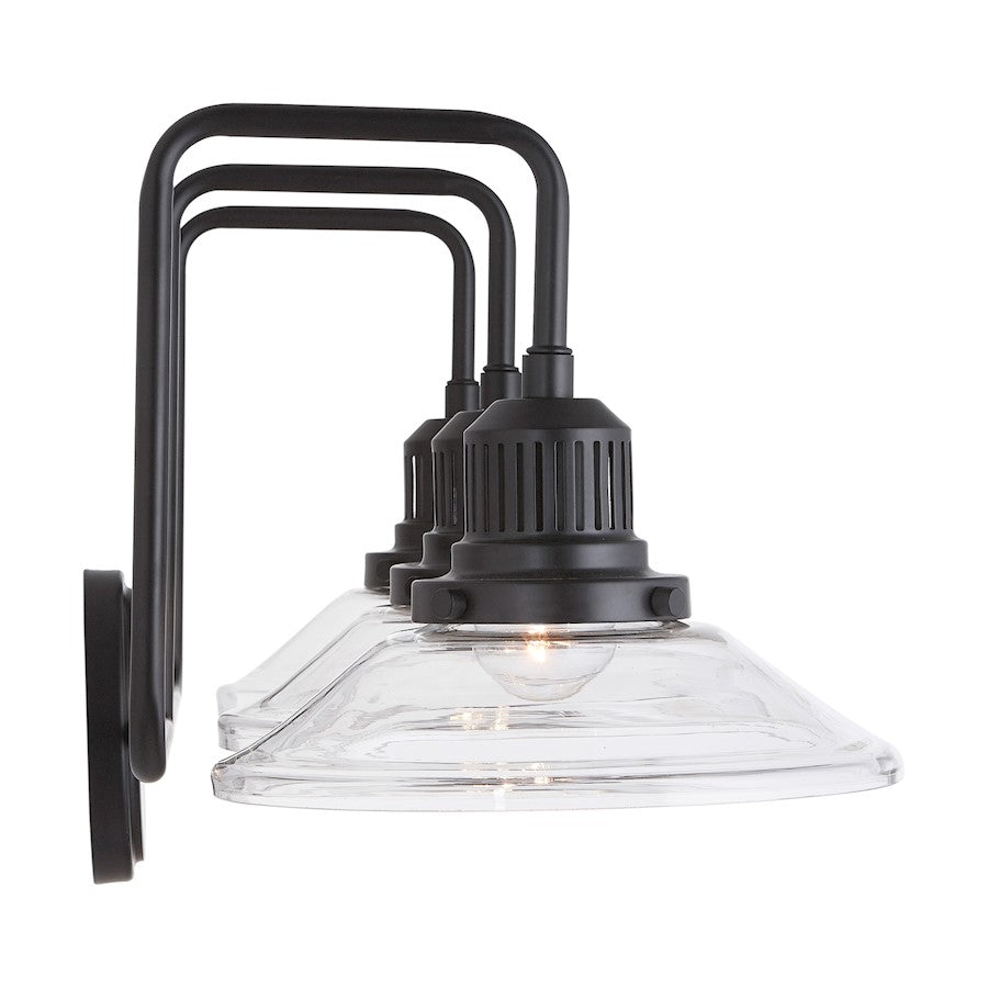 3-Light Bathroom Vanity Light, Matte Black