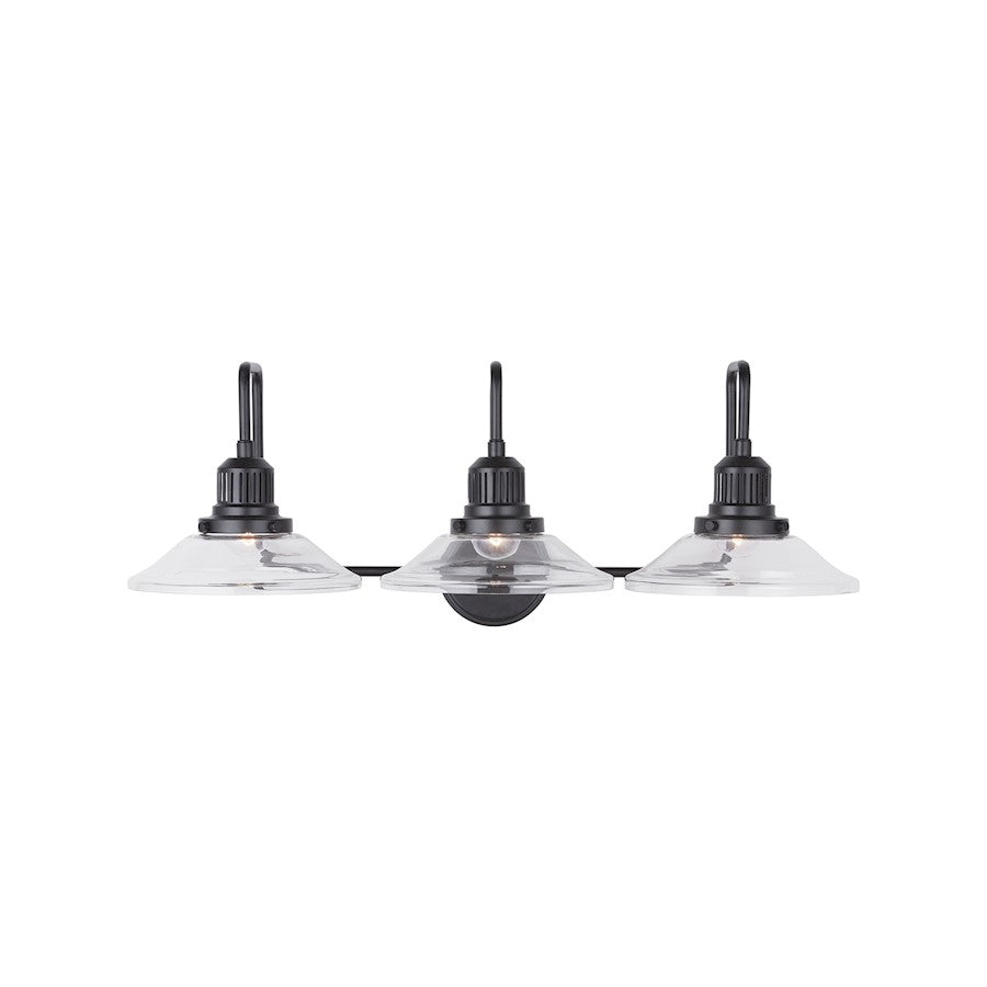 3-Light Bathroom Vanity Light, Matte Black