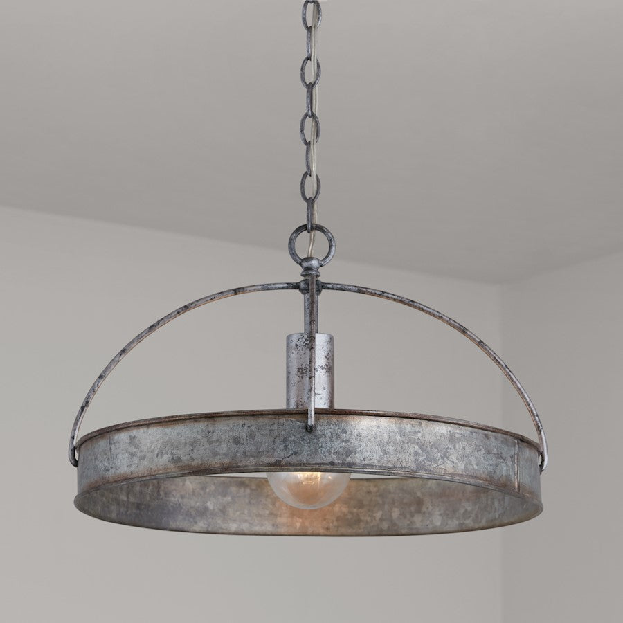 1 Light 17" Pendant, Antique Galvanized