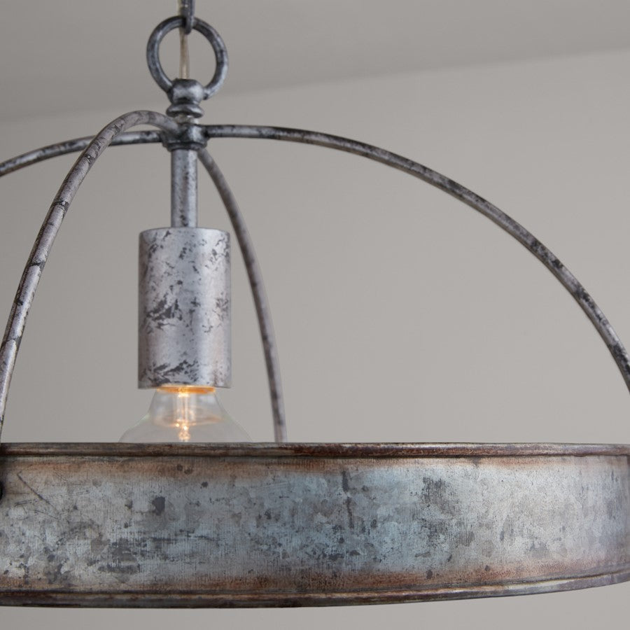 1 Light 17" Pendant, Antique Galvanized