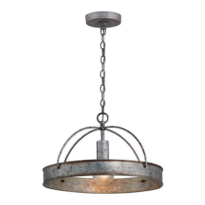 1 Light 17" Pendant, Antique Galvanized