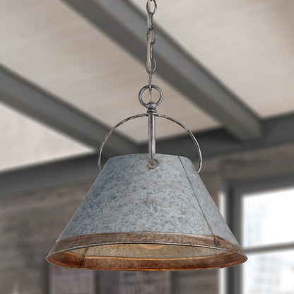 1 Light 13" Pendant, Antique Galvanized
