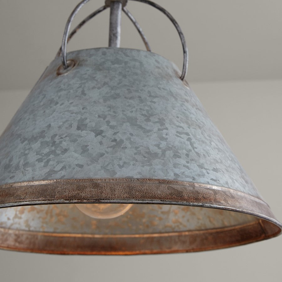 1 Light 13" Pendant, Antique Galvanized