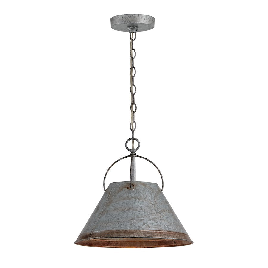 1 Light 13" Pendant, Antique Galvanized