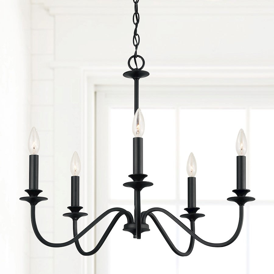 5-Light Candelabra Chandelier, Matte Black