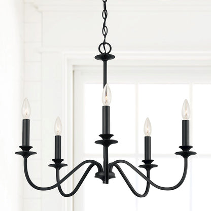 5-Light Candelabra Chandelier, Matte Black