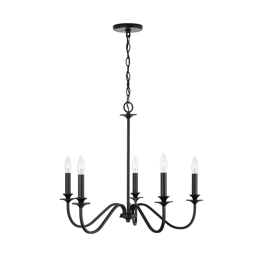 5-Light Candelabra Chandelier, Matte Black