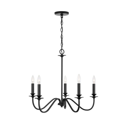 5-Light Candelabra Chandelier, Matte Black