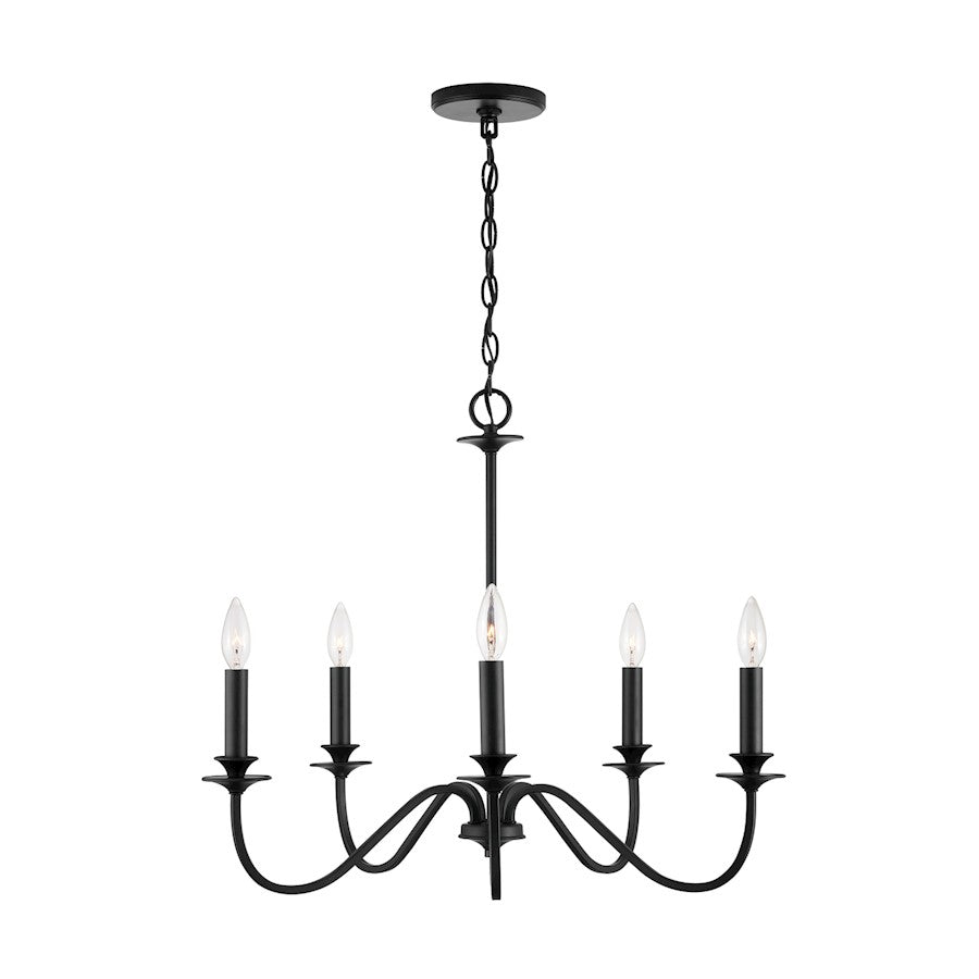 5-Light Candelabra Chandelier, Matte Black