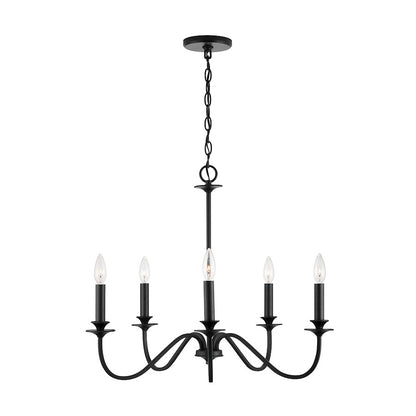 5-Light Candelabra Chandelier, Matte Black