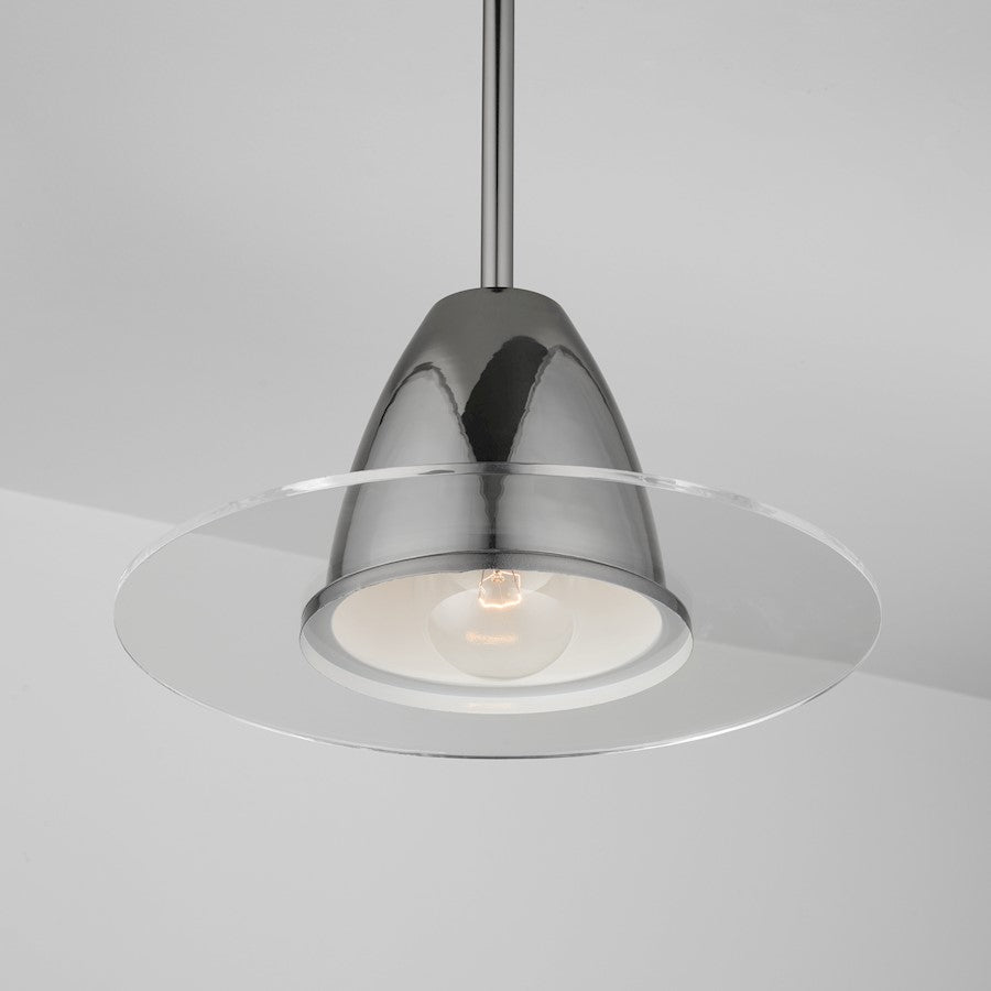 1 Light Pendant, Black Chrome