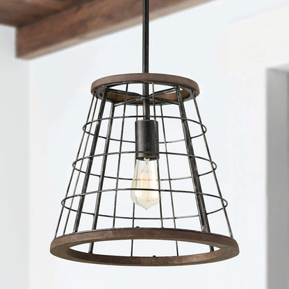 1 Light Pendant, Zinc/Wood