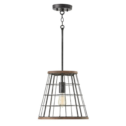 1 Light Pendant, Zinc/Wood