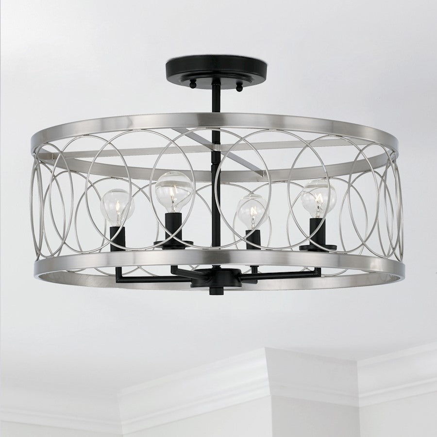 Austin Allen & Co. Madeline 4-Light Semi-Flush, Black Tie
