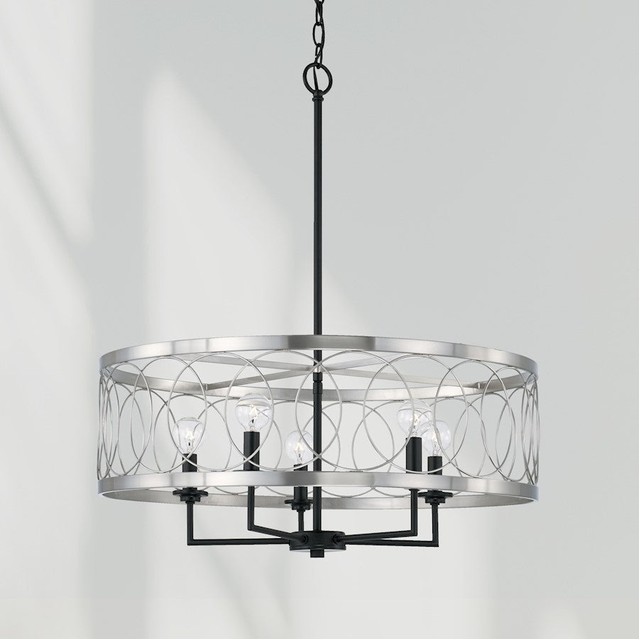 4 Light Pendant, Black Tie
