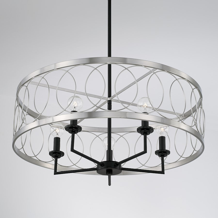 4 Light Pendant, Black Tie