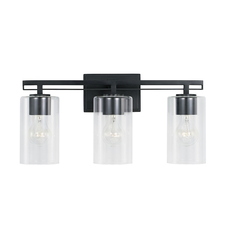 3-Light 18" Bathroom Vanity Light, Matte Black