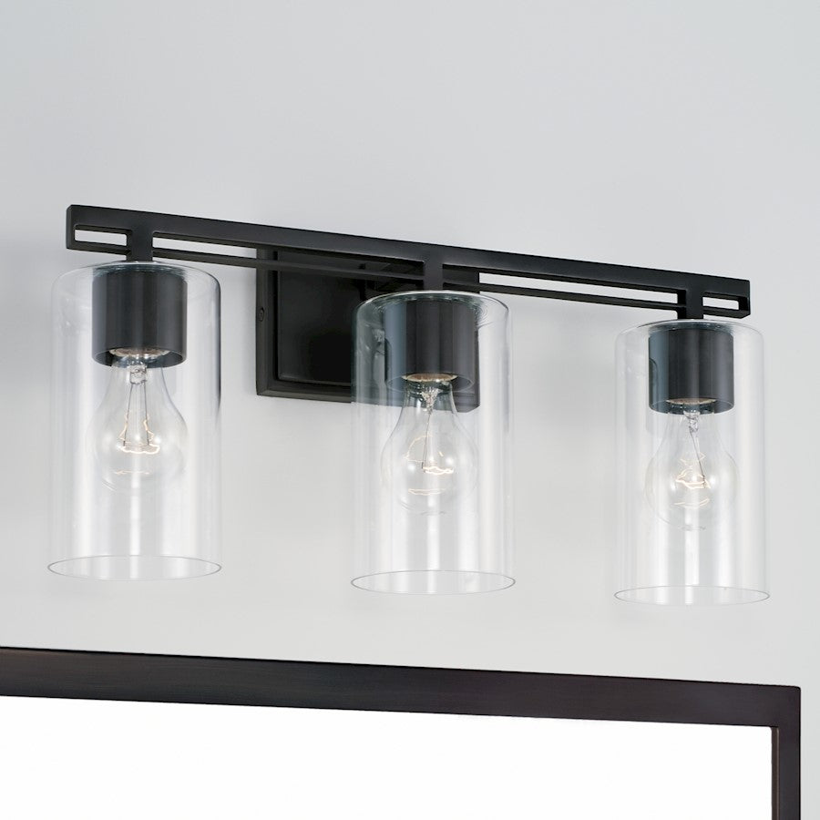 3-Light 18" Bathroom Vanity Light, Matte Black