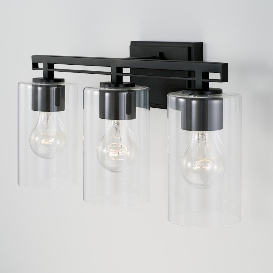 3-Light 18" Bathroom Vanity Light, Matte Black