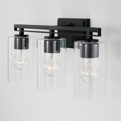 3-Light 18" Bathroom Vanity Light, Matte Black