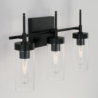 3-Light 19" Bathroom Vanity Light, Matte Black