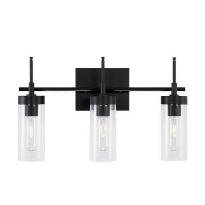 3-Light 19" Bathroom Vanity Light, Matte Black