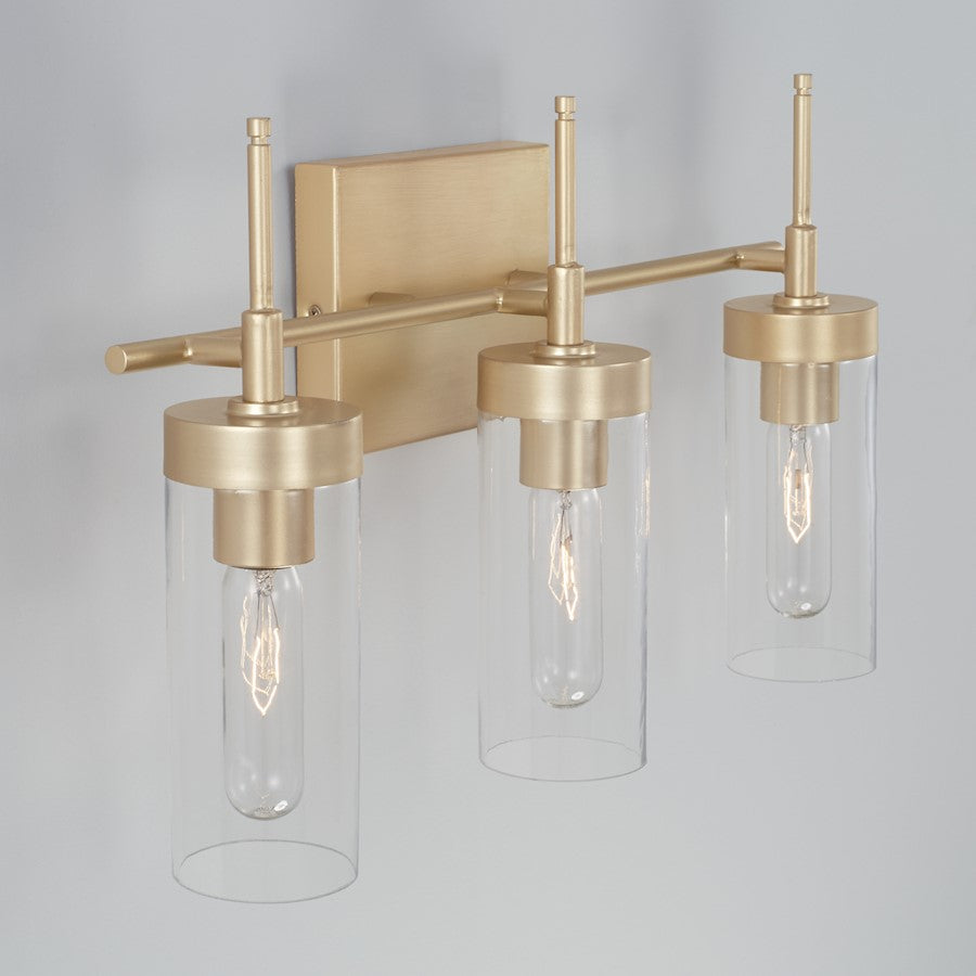 3-Light 11" Bathroom Vanity Light, Soft Gold