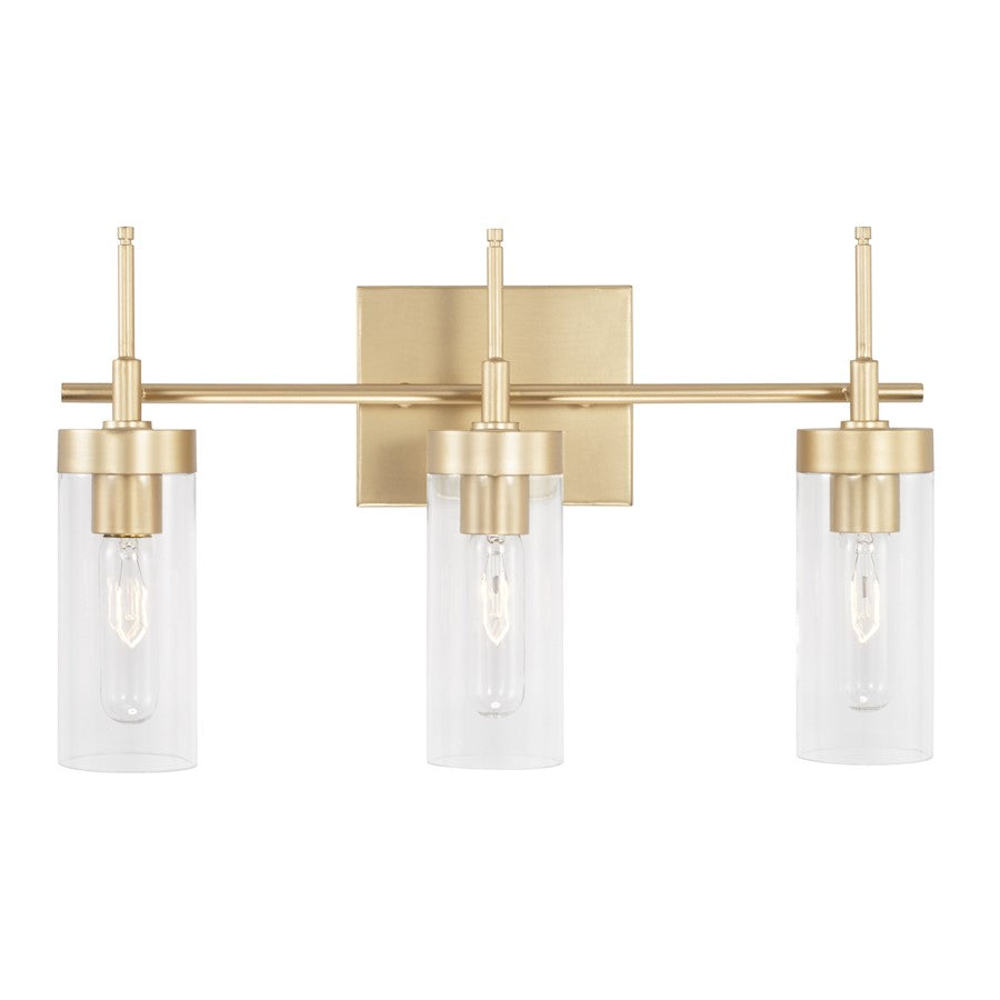 3-Light 11" Bathroom Vanity Light, Soft Gold