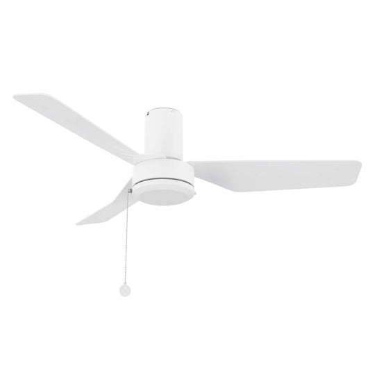 Carro Formosa 44in 3-Blade Flush Ceiling Fan | Modern White ABS | Living Room & Bedroom | 44 x 44 x 11.8 in | Model CFP443N2-N10-W1-1-FM