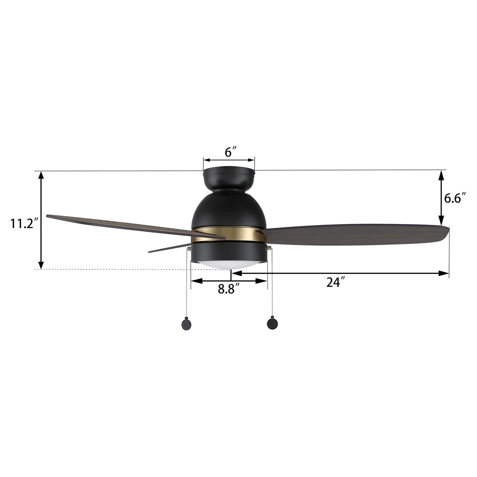 Carro Greenwood 48in 3-Blade Flush Mount Ceiling Fan | Black Gold Barnwood Plywood Blades and Integrated LED | Living Room & | Model CFP483Q5-L11-BG-1-FMA