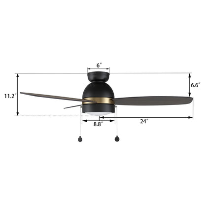 Carro Greenwood 48in 3-Blade Flush Mount Ceiling Fan | Black Gold Barnwood Plywood Blades and Integrated LED | Living Room & | Model CFP483Q5-L11-BG-1-FMA