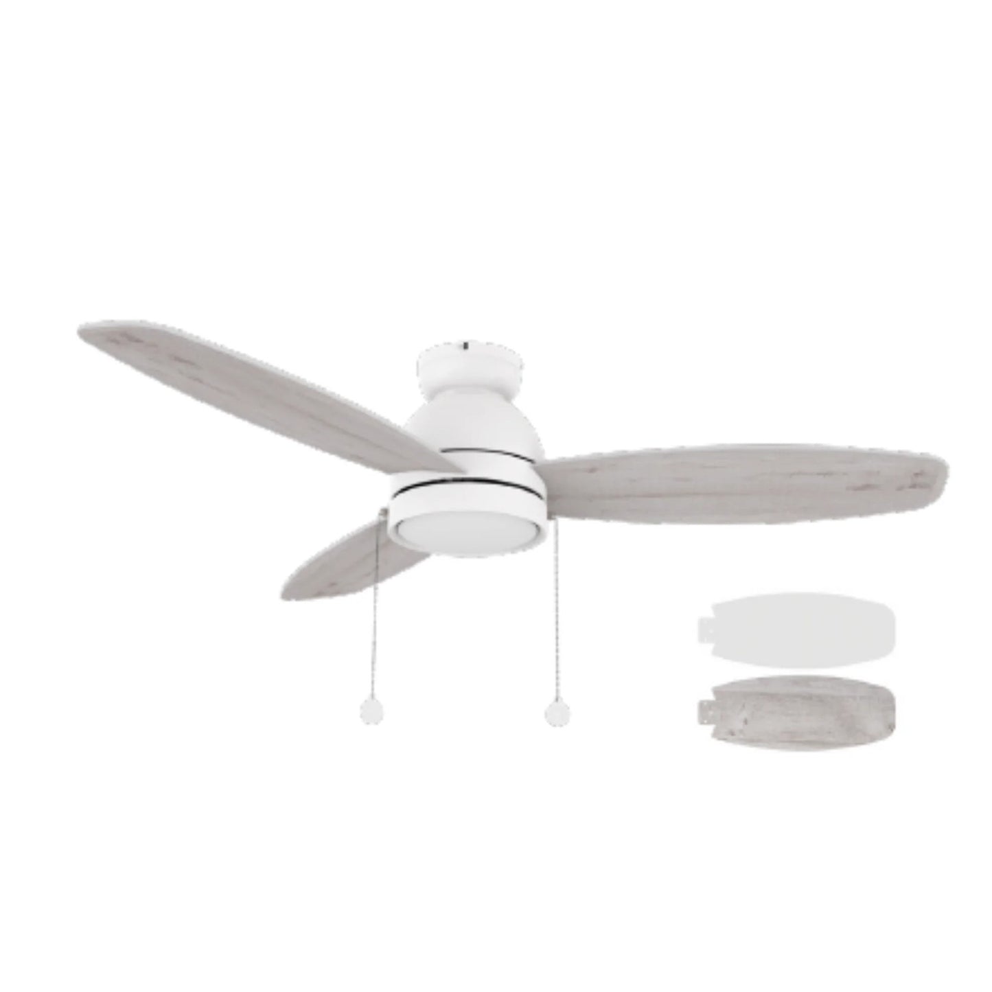 Carro Greenwood 48in 3-Blade Flush Ceiling Fan | Modern White Plywood and Integrated LED | Large Living Room & Bedroom | 48 x | Model CFP483Q5-L11-WP-1-FM