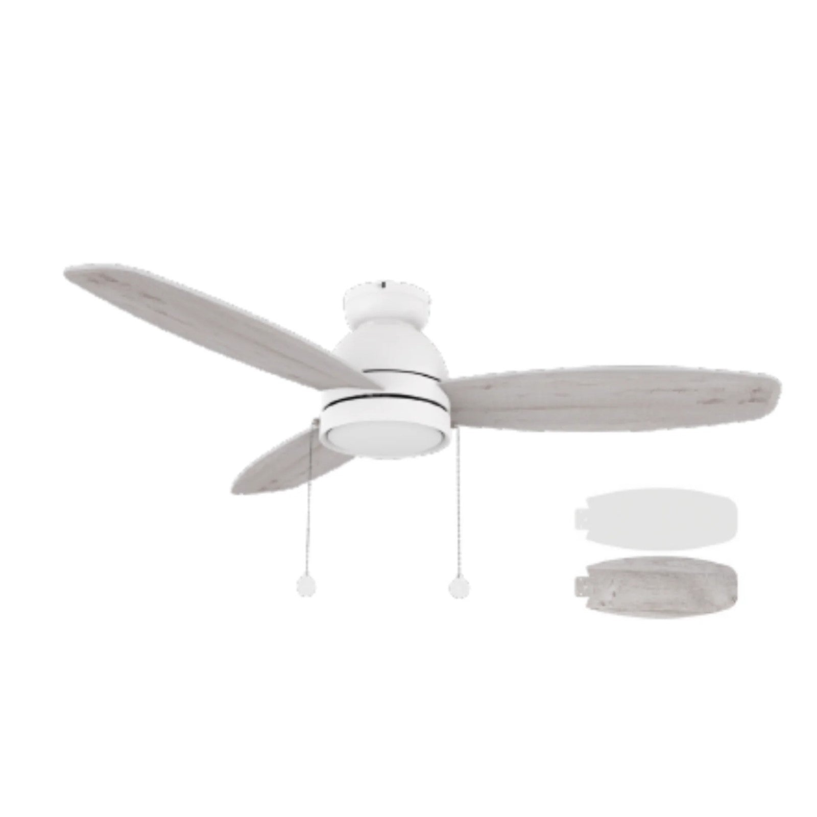 Carro Greenwood 48in 3-Blade Flush Ceiling Fan | Modern White Plywood and Integrated LED | Large Living Room & Bedroom | 48 x | Model CFP483Q5-L11-WP-1-FM