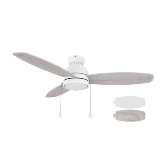 Carro Greenwood 48in 3-Blade Flush Ceiling Fan | Modern White Plywood and Integrated LED | Large Living Room & Bedroom | 48 x | Model CFP483Q5-L11-WP-1-FM