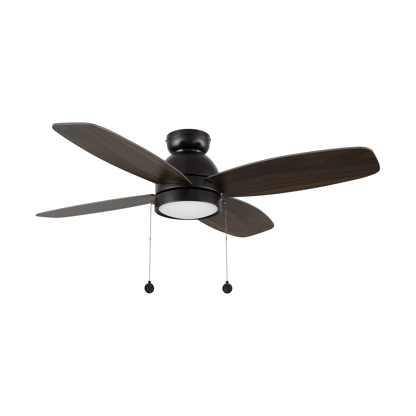 Carro Greenwood 48in 4-Blade Flush Ceiling Fan | Modern Black Plywood and Integrated LED | Large Living Room & Bedroom | 48 x | Model CFP484Q5-L11-BG-1-FM
