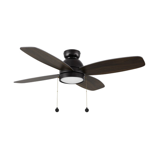Carro Greenwood 48in 4-Blade Flush Ceiling Fan | Modern Black Plywood and Integrated LED | Large Living Room & Bedroom | 48 x | Model CFP484Q5-L11-BG-1-FM