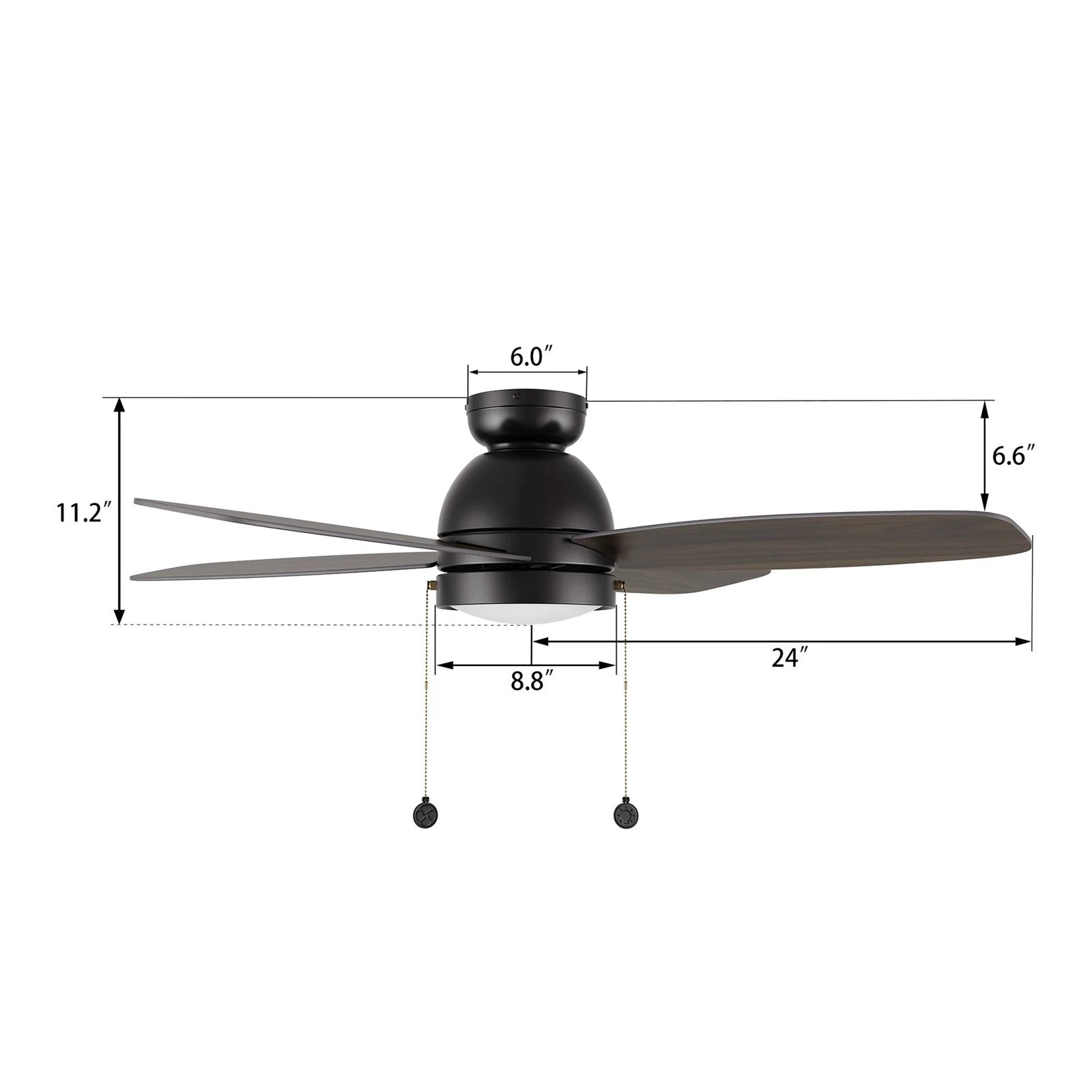 Carro Greenwood 48in 4-Blade Flush Ceiling Fan | Modern Black Plywood and Integrated LED | Large Living Room & Bedroom | 48 x | Model CFP484Q5-L11-BG-1-FM