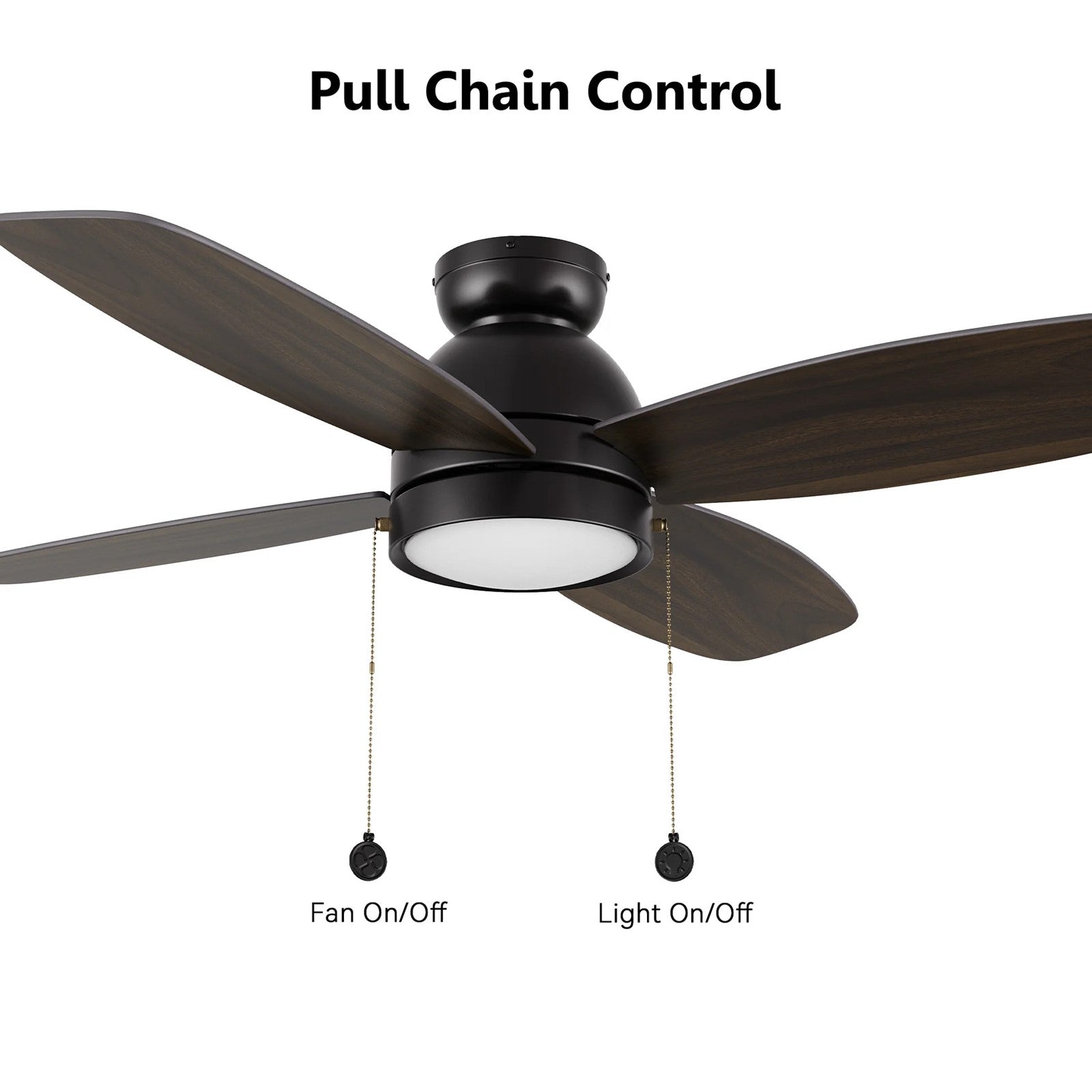 Carro Greenwood 48in 4-Blade Flush Ceiling Fan | Modern Black Plywood and Integrated LED | Large Living Room & Bedroom | 48 x | Model CFP484Q5-L11-BG-1-FM