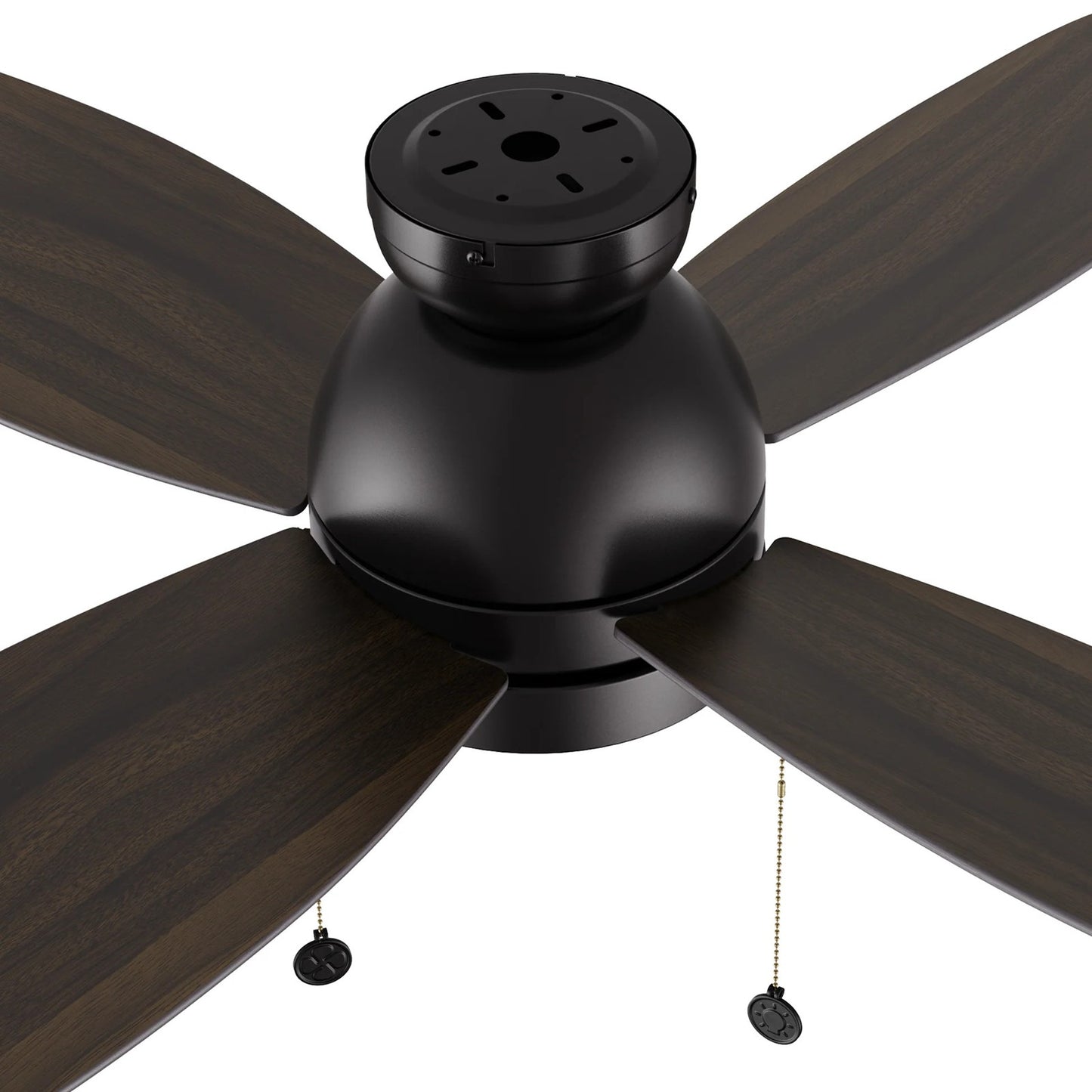 Carro Greenwood 48in 4-Blade Flush Ceiling Fan | Modern Black Plywood and Integrated LED | Large Living Room & Bedroom | 48 x | Model CFP484Q5-L11-BG-1-FM