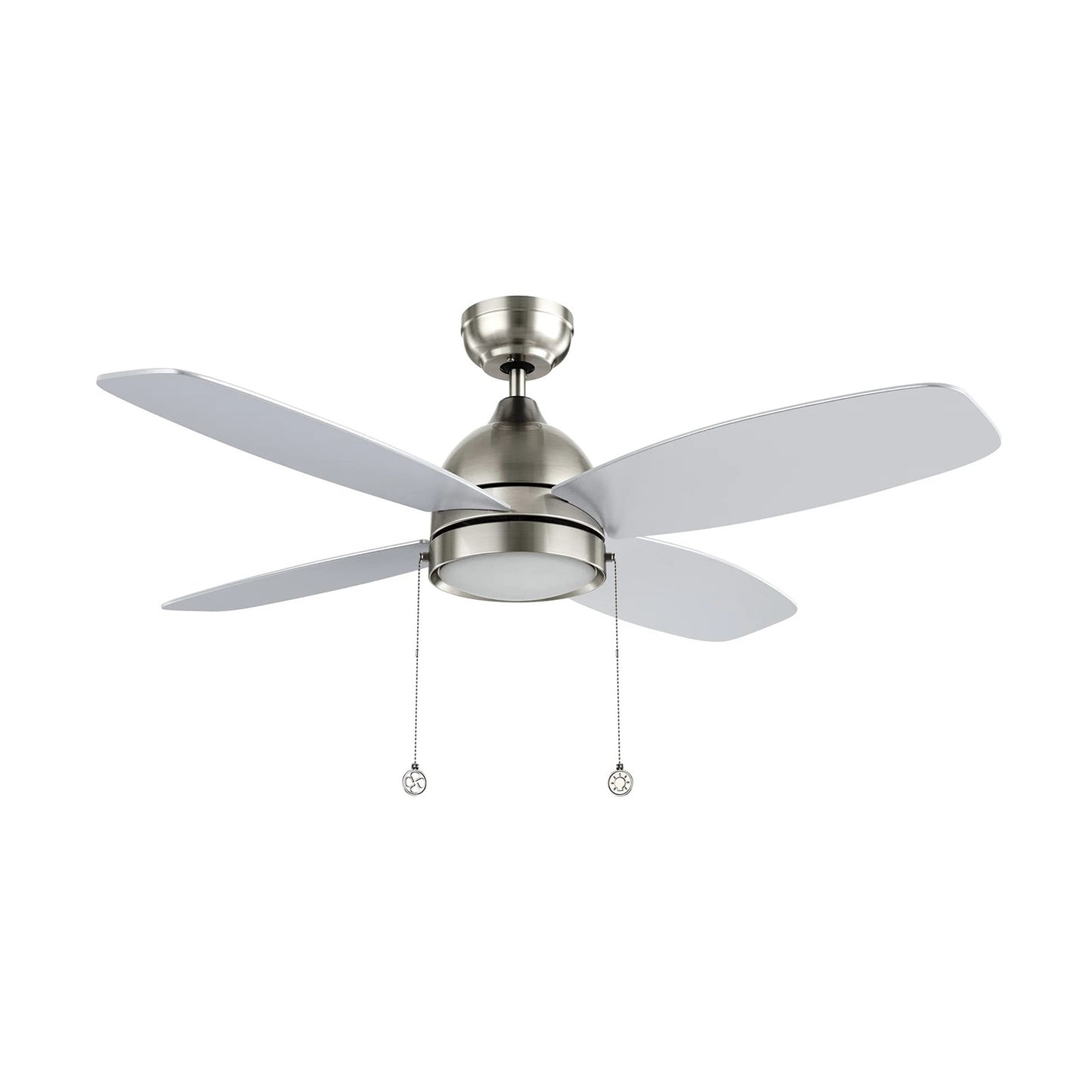 Carro Greenwood 48in 4-Blade Ceiling Fan | Brushed Nickel Plywood Blades and Integrated LED | Living Room & Bedroom | 48 x 48 x | Model CFP484Q5-L11-SJ-1