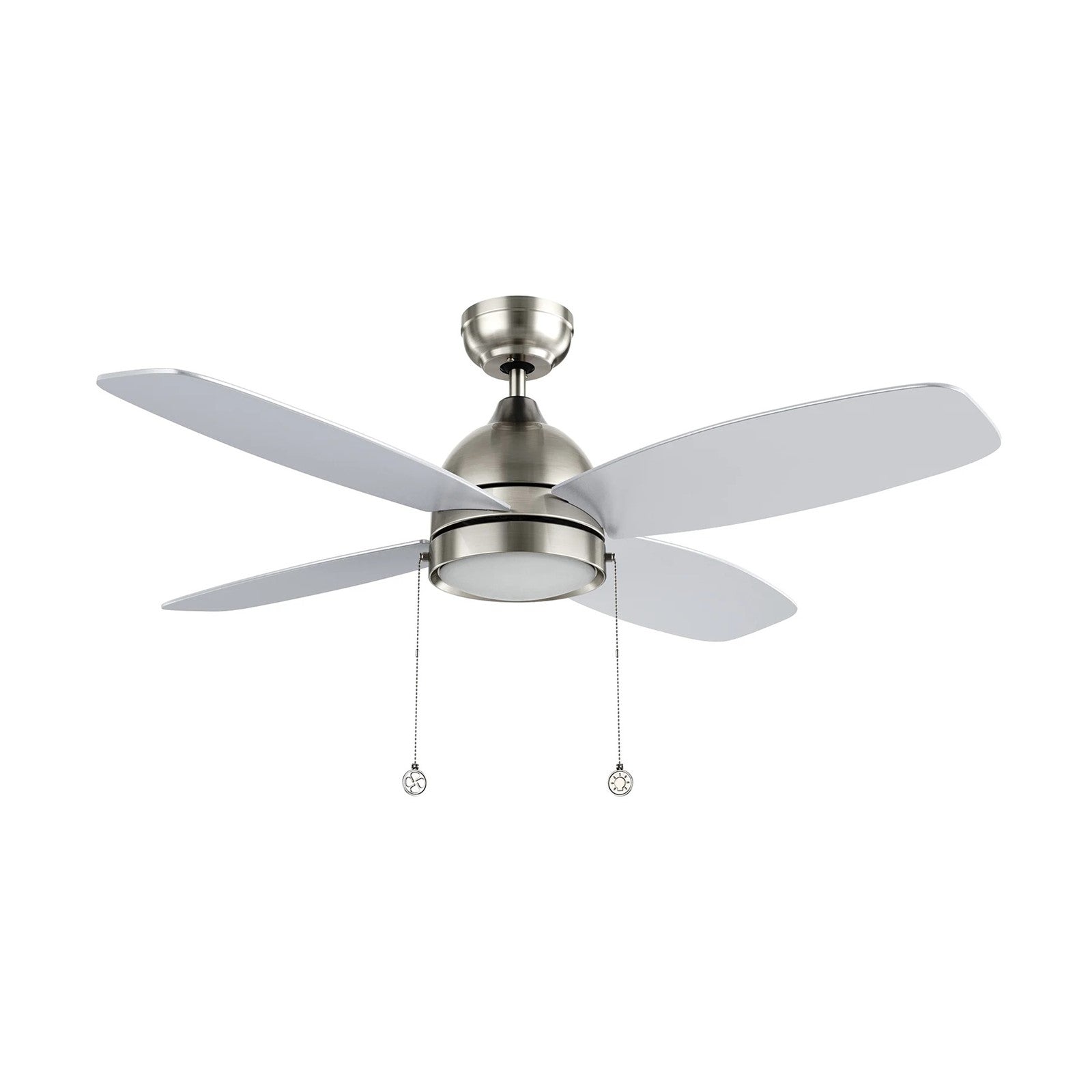 Carro Greenwood 48in 4-Blade Ceiling Fan | Brushed Nickel Plywood Blades and Integrated LED | Living Room & Bedroom | 48 x 48 x | Model CFP484Q5-L11-SJ-1