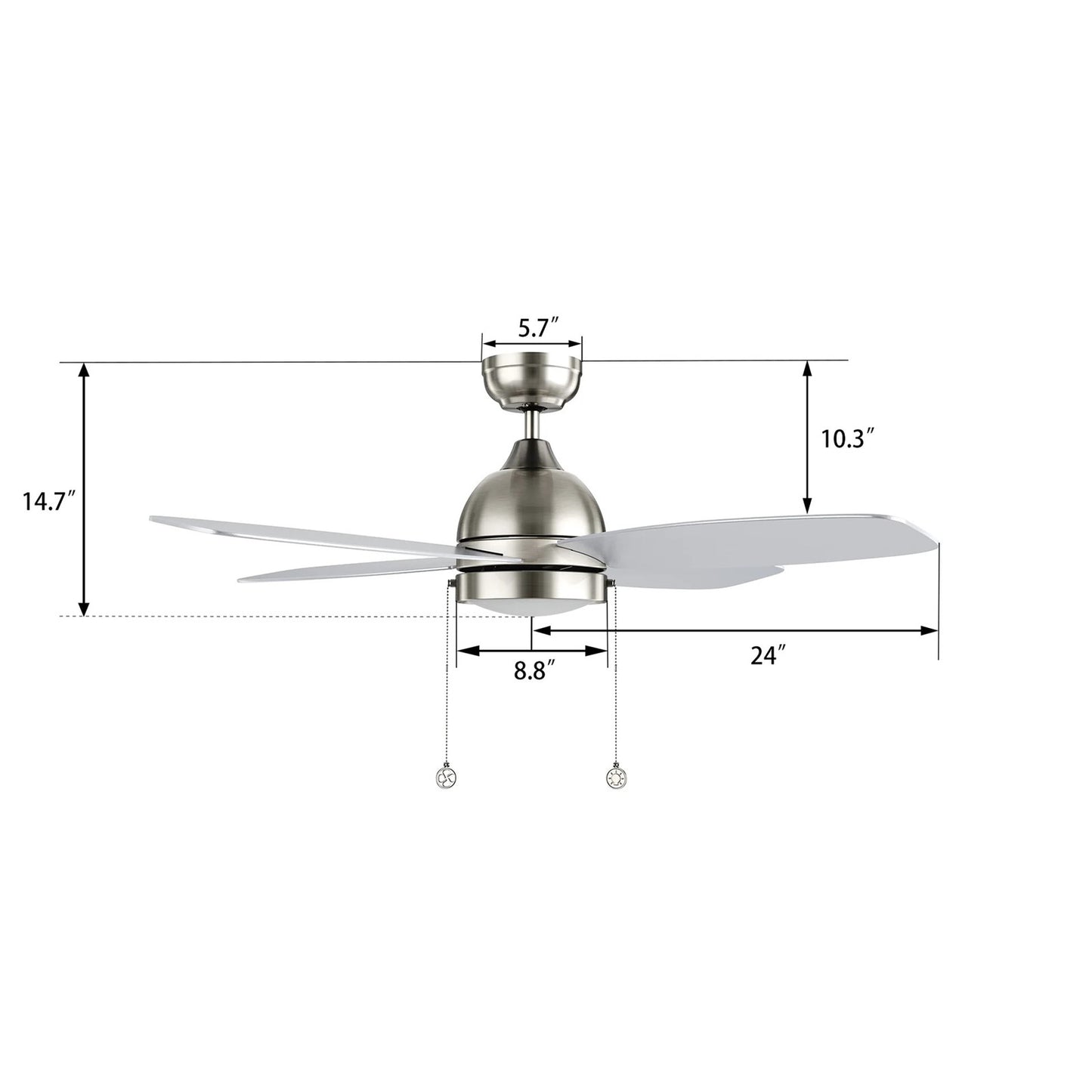 Carro Greenwood 48in 4-Blade Ceiling Fan | Brushed Nickel Plywood Blades and Integrated LED | Living Room & Bedroom | 48 x 48 x | Model CFP484Q5-L11-SJ-1