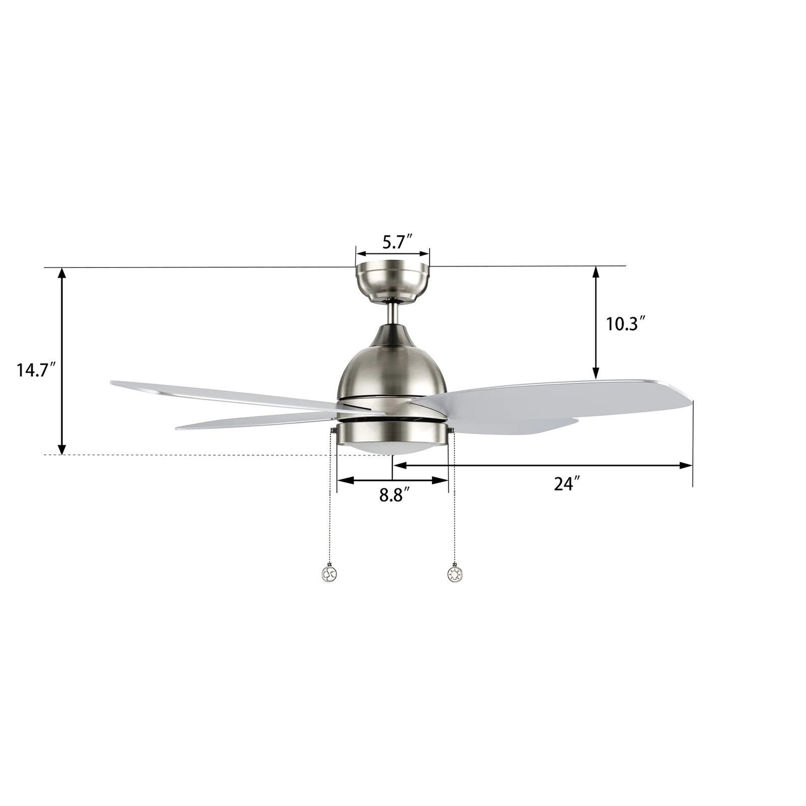 Carro Greenwood 48in 4-Blade Ceiling Fan | Brushed Nickel Plywood Blades and Integrated LED | Living Room & Bedroom | 48 x 48 x | Model CFP484Q5-L11-SJ-1