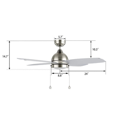 Carro Greenwood 48in 4-Blade Ceiling Fan | Brushed Nickel Plywood Blades and Integrated LED | Living Room & Bedroom | 48 x 48 x | Model CFP484Q5-L11-SJ-1