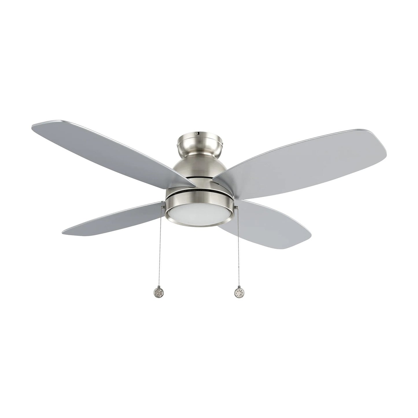 Carro Greenwood 48in 4-Blade Flush Mount Ceiling Fan | Brushed Nickel Plywood Blades and Integrated LED | Living Room & | Model CFP484Q5-L11-SJ-1-FM